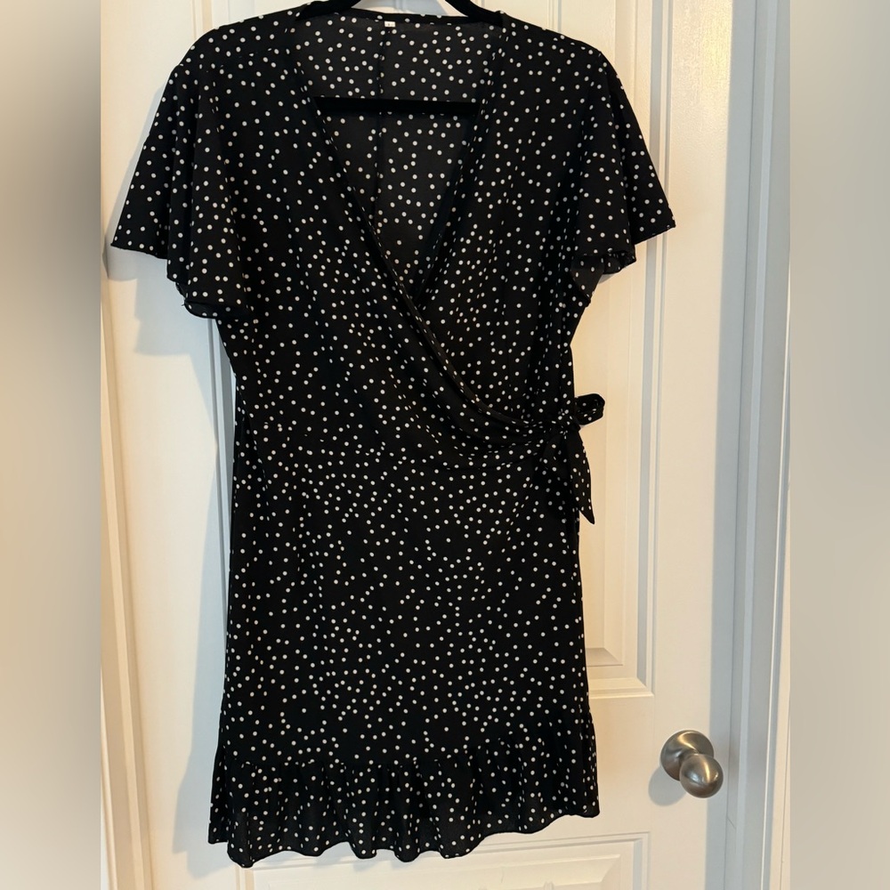 Relipop Polka Dot Mini Wrap Dress